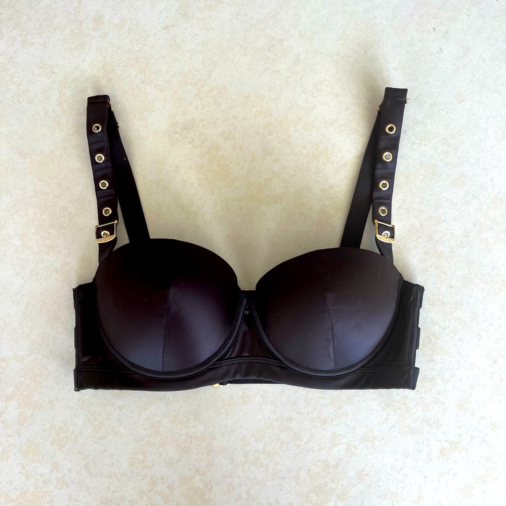Meshki Black Bra with Gold Details